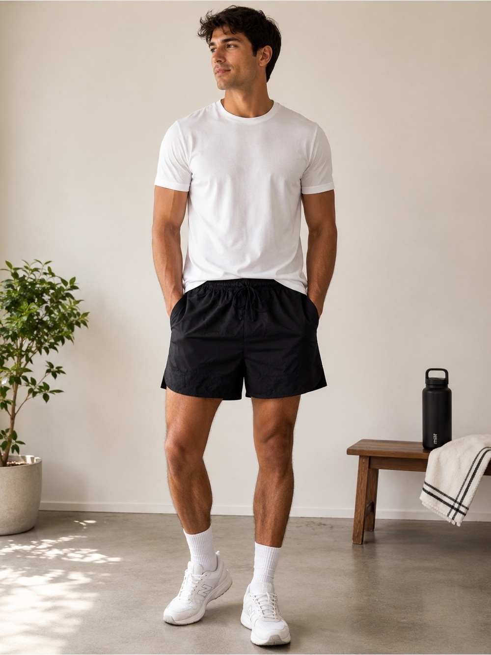 Y-3 Men's Black Athletic Drawstring Shorts